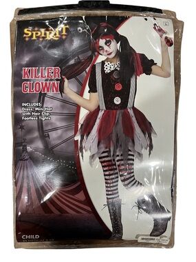Spirit Killer Clown Girls Costume - Red, Black, Gray